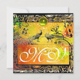Anuncio AMOR DE BODAS PÁJAROS MONOGRAMA negro amarillo ver