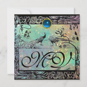 Anuncio AMOR DE BODAS PÁJAROS MONOGRAMA negro verde azul d