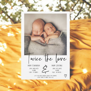 Anuncio Amor escritura negra foto corazón bebé gemelos nac