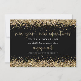 Anuncio Año Nuevo Nuevas Aventuras Engagement Dorado Brill