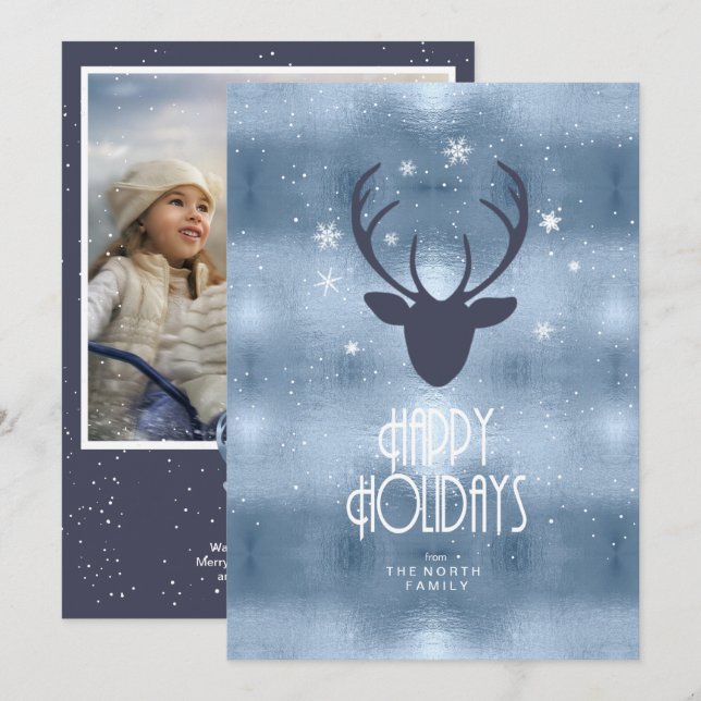 Anuncio Antlers de venado Flechas Navidades Foto Blue ID86 (Anverso / Reverso)