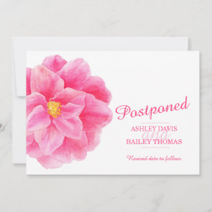 Anuncio Anulación de boda de camelia rosa pospuesta