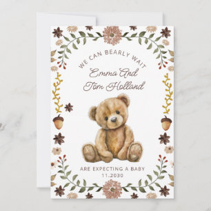 Anuncio Apenas Podemos Esperar Embarazo de Oso de Peluche