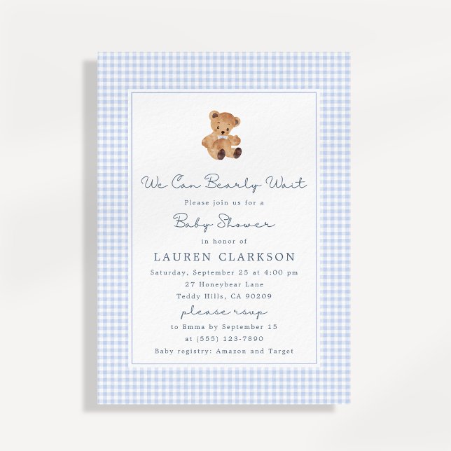 Anuncio Apenas Podemos Esperar Oso de Peluche Gingham Baby (Subido por el creador)
