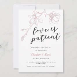Anuncio Aplazamiento de Boda Amor es Paciente Floral Rosa