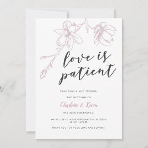 Anuncio Aplazamiento de Boda Amor es Paciente Floral Rosa
