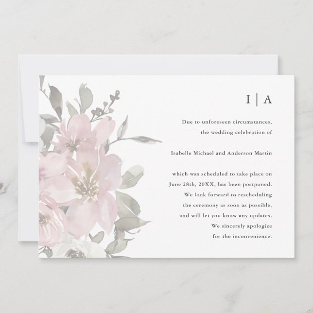 Anuncio Aplazamiento de boda floral delicado (Anverso)