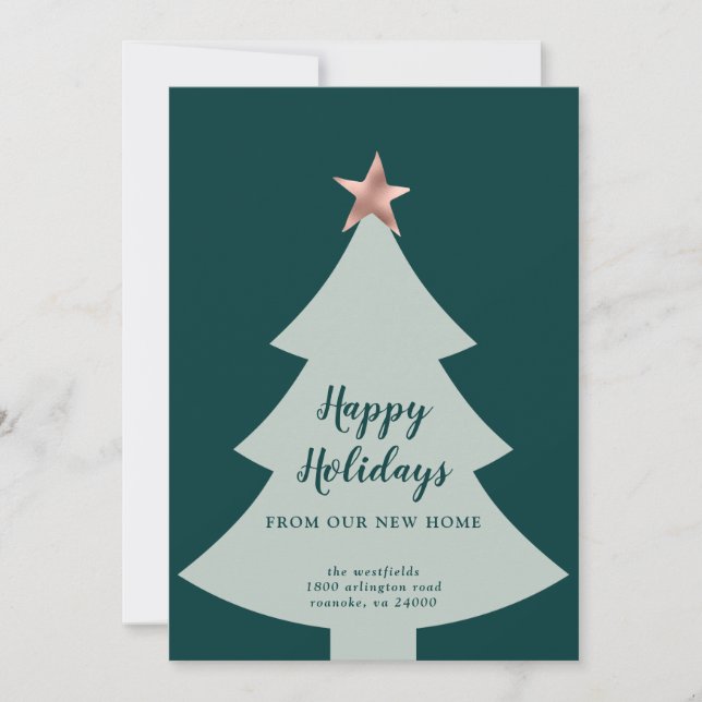 Anuncio Árbol de Navidad verde Estrella dorada rosa Vacaci (Anverso)