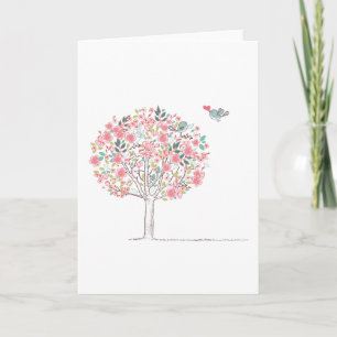 Anuncio Árbol floreciente y pájaros enamorados