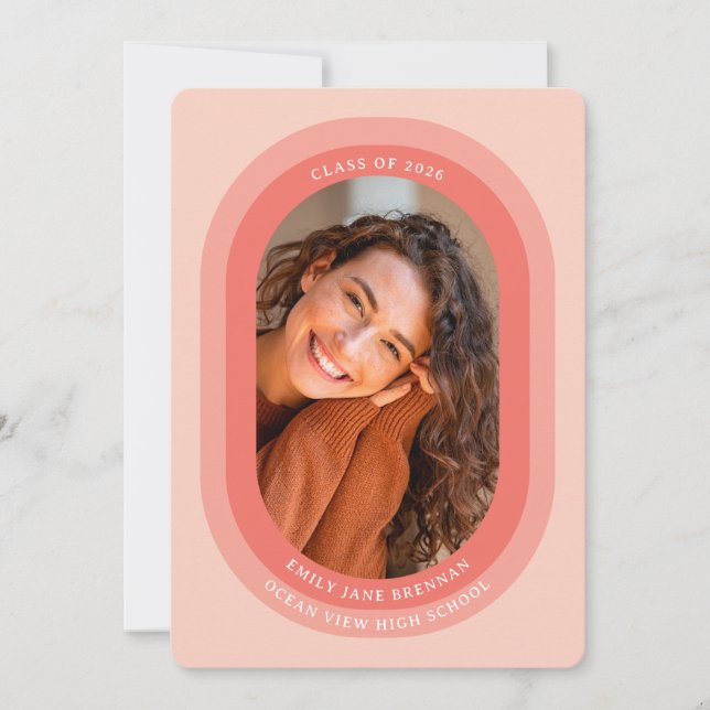 Anuncio Arched Photo Graduation Announcement Card (Anverso)