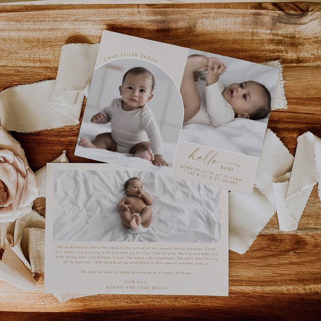 Anuncio Arco Boho moderno | Cream Hello Baby 3 Photo Birth (Subido por el creador)