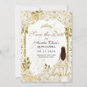 Anuncio Arco de oro de la flor blanca marfil Quinceanera