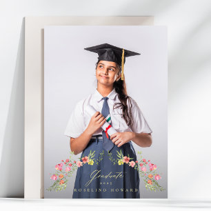 Anuncio arco floral elegante de secundaria 2 foto Grad