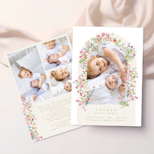 Anuncio arco floral niña 4 foto texto personalizado nacimi