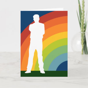 Anuncio arco iris gay grande que viene hacia fuera