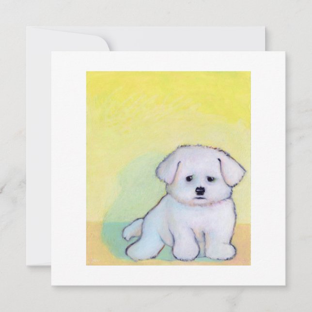 Anuncio Arte de perros pequeños blancos dibujando adorable (Anverso)