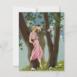 Anuncio Arte Deco Antiguo Pareja de Recién Casados Amor y