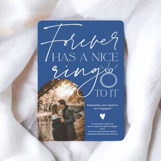 Anuncio Ataque azul de la foto del anillo para siempre (Forever ring photo arch blue engagement announcement)