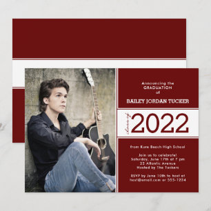 Anuncio Audaz año de clase Dark Red Burgundy Photo Graduat