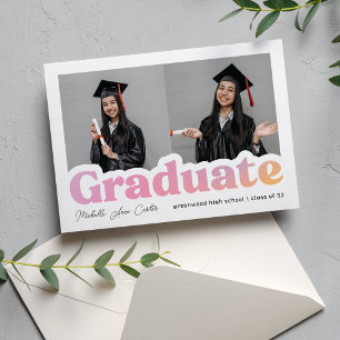 Anuncio Audaz foto de graduación rosa y Naranja