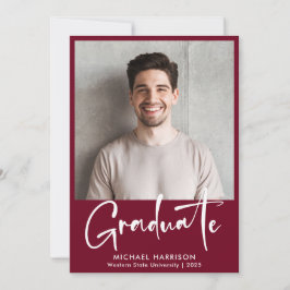 Anuncio Audaz Graduación de Borgoña con guión blanco