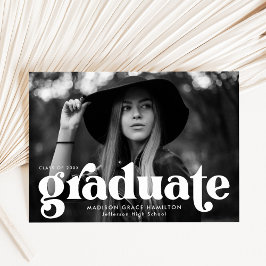 Anuncio Audaz tipografía Graduación de foto blanca