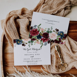 Anuncio Autumt Rustic Burgundy Calligraphy Elopement