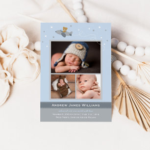 Anuncio Avión Teddy Baby Boy foto azul y gris