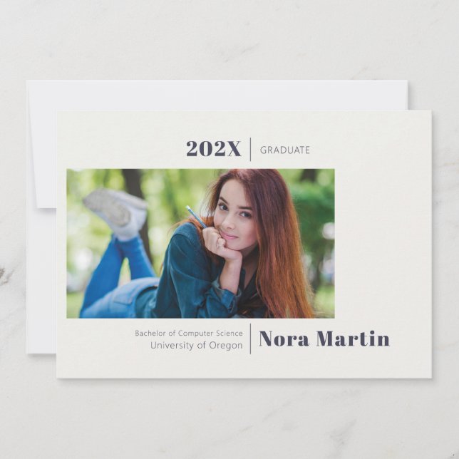 Anuncio azul de la marina de graduación fotográfic (Anverso)