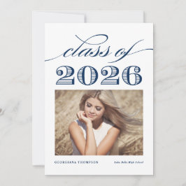 Anuncio Azul Marino Vintage Clase de 2026 Foto Graduación