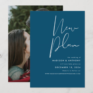Anuncio Azul Turquesa Minimalista Foto Nuevo Plan Boda