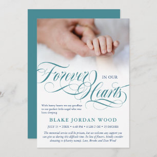 Anuncio Azul Verde azulado Para Siempre En Nuestro Corazón