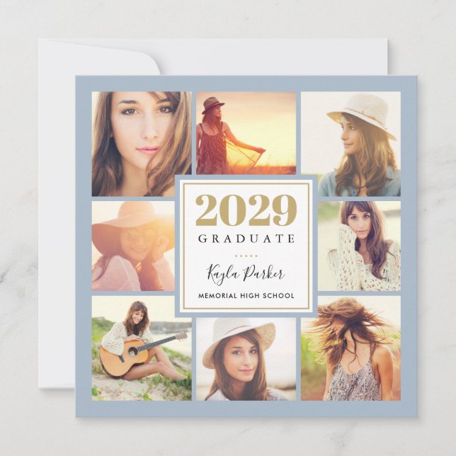 Anuncio Azul y oro | 8 Fiesta de Graduación de Photo Squar (Anverso)