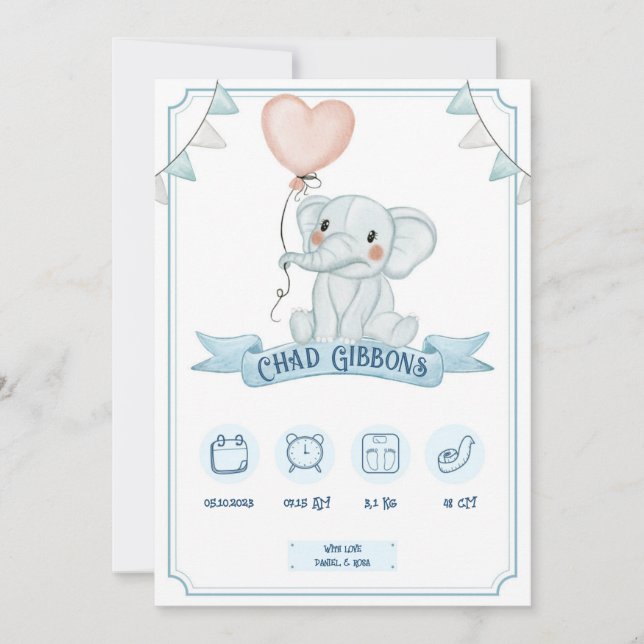 Anuncio Baby Boy Birth Announcement (Anverso)