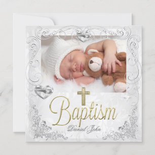 Anuncio Baby Boy Chica Gold Christening Baptism Cross 3