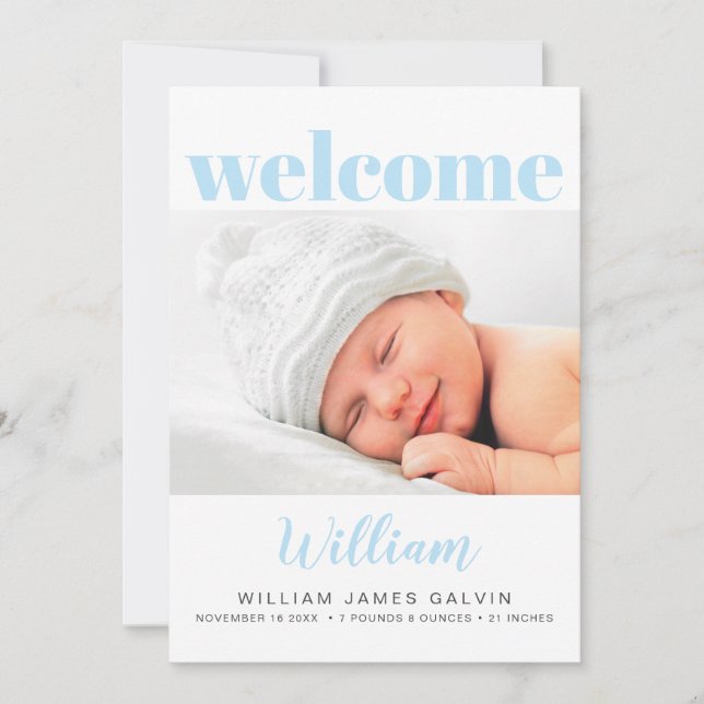 Anuncio Baby Boy Simple Modern Multi Photo Nacimiento Azul (Anverso)