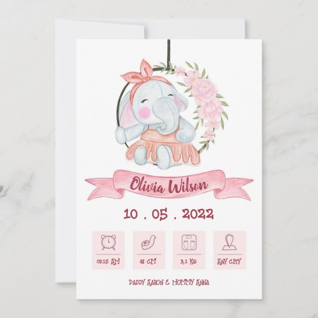 Anuncio Baby Girl Birth Annoucement (Anverso)