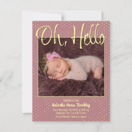 Anuncio Baby Oh, Hello Flat Announcement Card