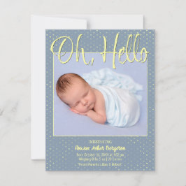 Anuncio Baby Oh, Hello Flat Announcement Card
