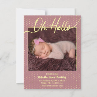Anuncio Baby Oh, Hello Flat Announcement Card