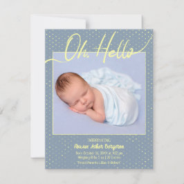 Anuncio Baby Oh, Hello Flat Announcement Card