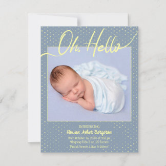Anuncio Baby Oh, Hello Flat Announcement Card