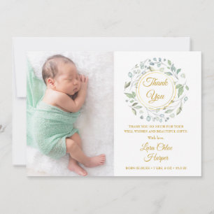 Anuncio Baby Photo Gold Gracias A Greenery Floral Birth