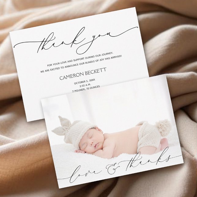 Anuncio Baby Photo Gracias Mensaje Nacimiento (Baby photo thank you message birth announcement)