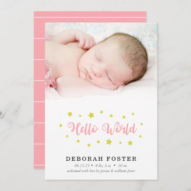 Anuncio Baby Photo Hello World Birth (Anverso / Reverso)