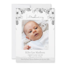 Baby Photo Peach Modern Gray Floral
