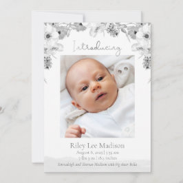 Anuncio Baby Photo Peach Modern Gray Floral