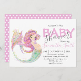 Anuncio Baby Shower rosado MERMAID bajo el mar