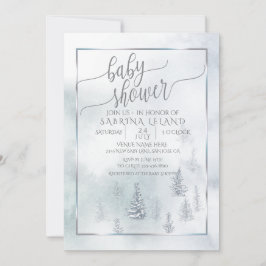 Anuncio Baby Shower | Silver Blue Winter Wonderland