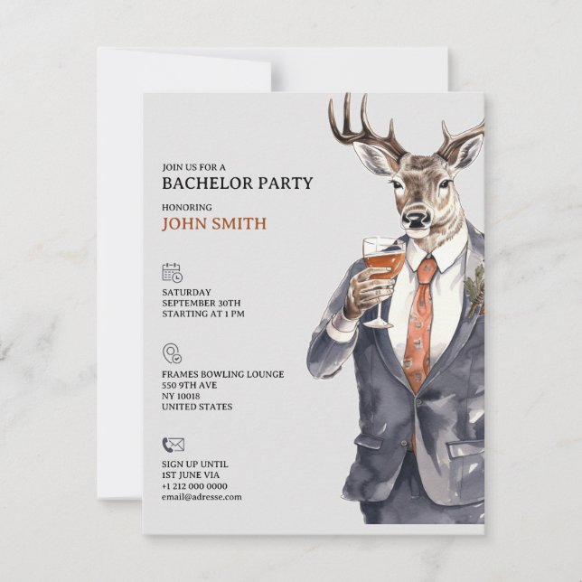 Anuncio Bachelor Party Invitation Men Template (Anverso)